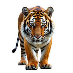 Fototapeta premium Energetic tiger strides forward with focused eyes