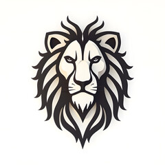 Obraz premium Stylized lion head illustration in black and white on white background
