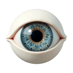 3D rendering of a human eye with blue iris