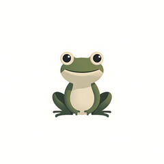 Obraz premium Cute cartoon frog smiling on white background