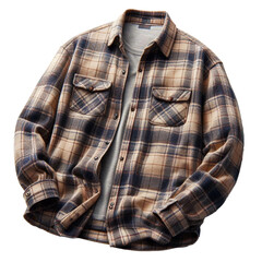 CUTOUT laid flannel shirT isolated on transparent background 