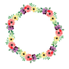 Watercolor flower frame for wedding, birthday, card, background, invitation, wallpaper, sticker, decoration etc.