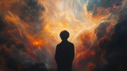Obraz premium silhouette of a man in oil painting style