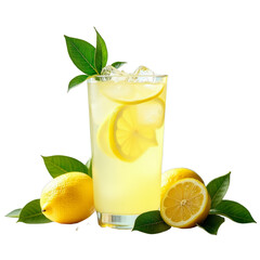 Refreshing lemonade with lemon wedge  mint leaf garnish