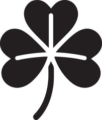 Three Leaf Clover Silhouette Vector Illustration Black and White Design