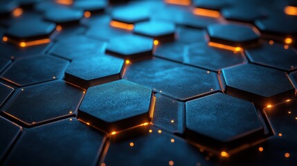 Obraz premium abstract 3d rendering of futuristic surface with blue hexago