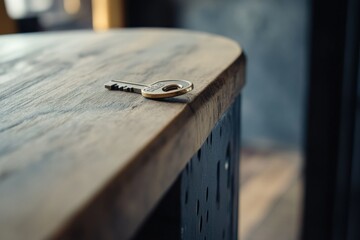 Stylish Key on Wooden Surface in Modern Setting