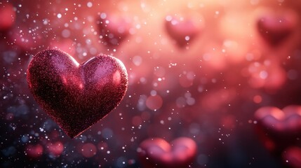 abstract 3d rendering of hearts shapes computer generated flying love symbols valentine s day motion background design with bokeh effect uh