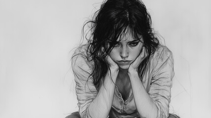 Woman portrait in depression