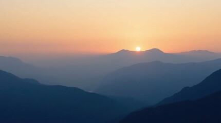 Obraz premium Distant Mountain Range at Sunset