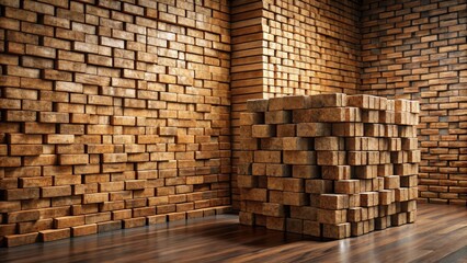 Obraz premium Abstract Wooden Block Structure in a Corner Room