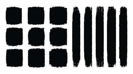 Vector collection of artistic grungy black paint handmade creative brush stroke set. different ink paint brush strokes isolated on white background. Grunge banner background. Vector illustration