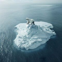 Polar Bear on Melting Iceberg - Climate Change Impact on Arctic Wildlife and Environment