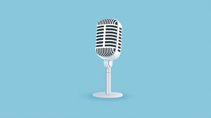 Fototapeta premium Retro Microphone on Light Blue Background 