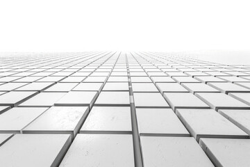 White Square Tiles Extend into the Distance with Minimalist Design