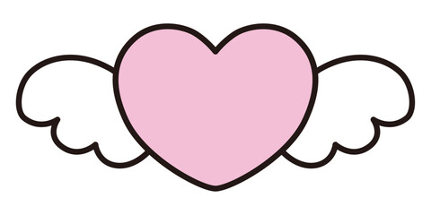 羽の生えたハートのベクターイラスト