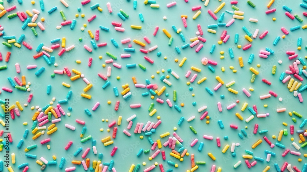 Aufkleber Colorful Candy Sprinkles Scattered on a Pastel Background A Festive Texture for Baking and Design Projects