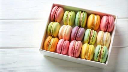 A delightful assortment of colorful macarons in a gift box, perfect for a special occasion