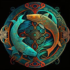 An illustration of zodiac symbol in celtic art and east totem style. High detailed of horoscope sign and symbolic. Fit for apparel, merchandise, poster.