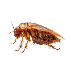 Angled view full body shot of extremely perfect looking single Flea isolated on a white transparent background