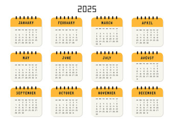 Calendar for 2025 year