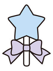 Obraz premium リボンがついた星のステッキのベクターイラスト