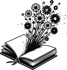 Wild floral book svg design, floral book vector, floral svg