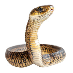 Fototapeta premium Angled view full body shot of extremely perfect looking single Forest Cobra isolated on a white transparent background
