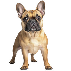Obraz premium Angled view full body shot of extremely perfect looking single French Bulldog Mix isolated on a white transparent background