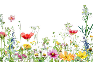 Colorful Wildflowers Bloom Beautifully on Black Background, Summer Meadow Beauty, Floral Arrangement.