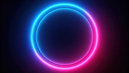 Obraz premium Glowing Neon Circle with a Blue and Pink Hue, a Digital Abstract Background with Minimalist Design