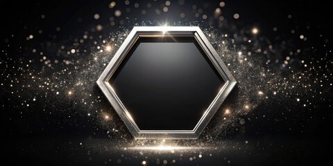 Obraz premium Elegant Hexagon Frame with Sparkling Dust and Glimmering Lights