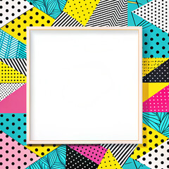 Memphis style border design. geometric Memphis border