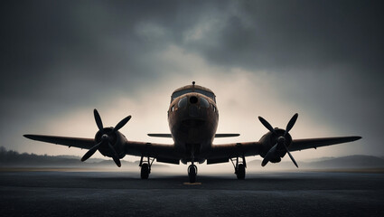 Fototapeta premium airplane in the sunset