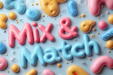 Vibrant and Playful Candy-Inspired 3D Typography: Mix & Match with Colorful Gel Letters and Splashes