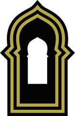 Traditional islamic window shapes in oriental style. Set of black silhouette eid mubarak decorative arches, mosque borders or moroccan gates. Arabic muslim architecture design elements, ramadan frames