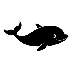 Whale cartoon vector silhouette