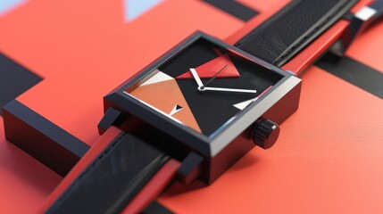 A bold modern wristwatch, with a geometric design and innovative features,