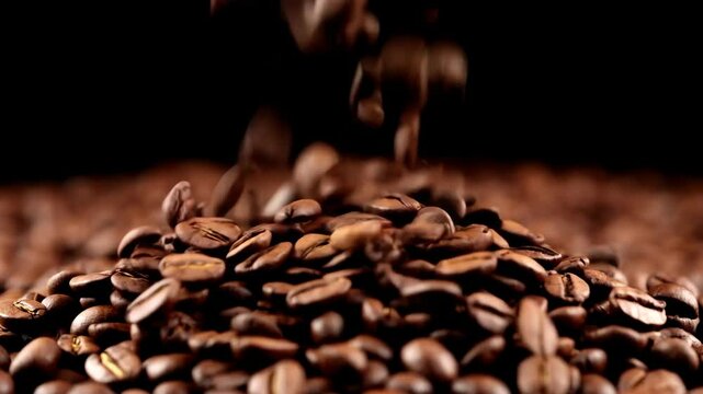 Coffee Beans Falling in Slow Motion Footage