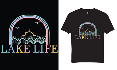 Lake Life Fisherman Retro Groovy Fishing Lake Lovers t Shirt