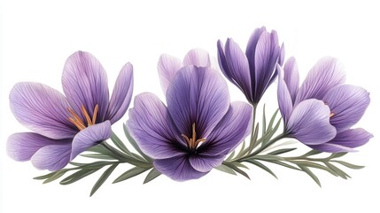 beautiful saffron flower clipart isolated on a white background saffron flower