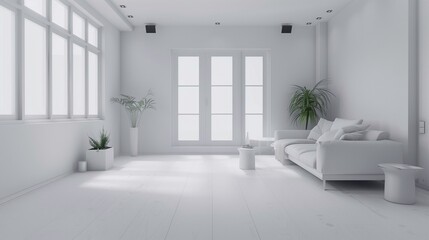 minimalist white living room