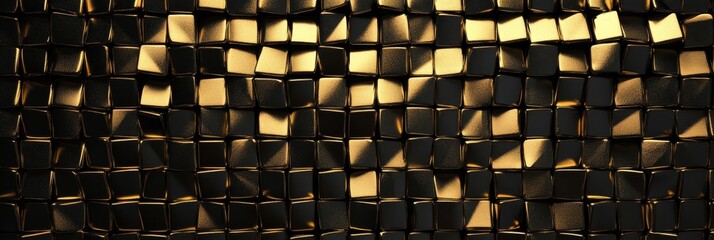 Abstract Gold Square Background Texture - Luxurious, geometric, metallic, elegant, and modern abstract background featuring a wave-like pattern of golden squares.  Symbolizing wealth, technology, soph