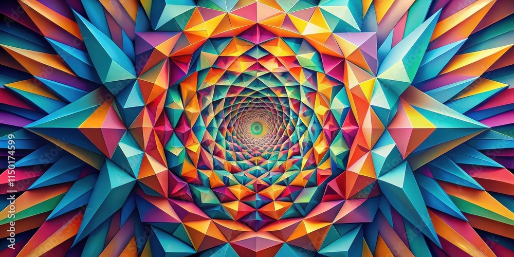Fototapete abstract colorful geometric pattern with a vortex effect
