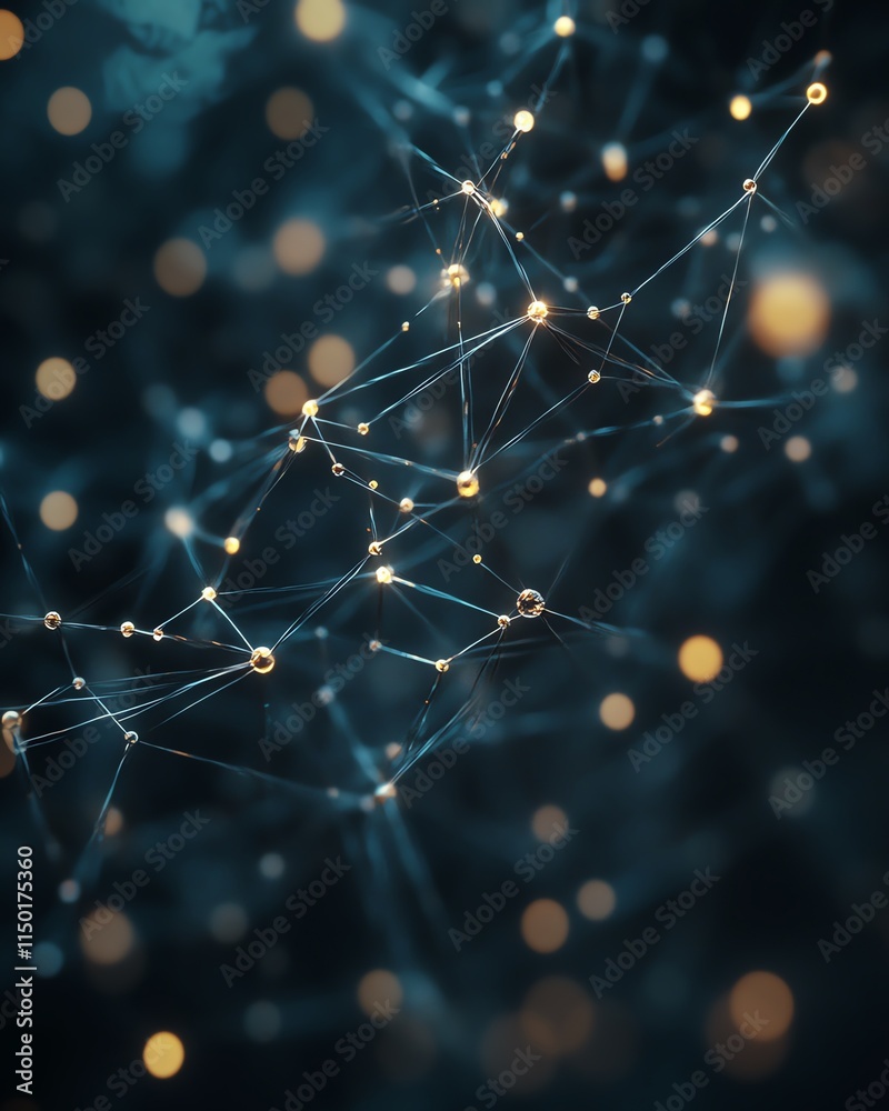 Poster advanced digital network with virtual interfaces and data exchange, symbolizing global communication