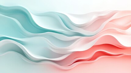 Obraz premium Abstract Waves of Colorful Paper Layers Creating a Serene and Modern Artistic Background