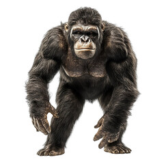 Fototapeta premium Angled view full body shot of an extremely perfect looking single Gigantopithecus animal isolated on a white transparent background