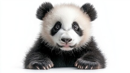 Naklejka premium close up of panda stock photo generated ai isolated on a white backgroun