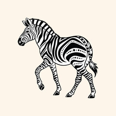 Abstract illustration featuring two monochrome zebra silhouettes vector
