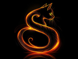 Naklejka premium cat, alphabet, feline, letters, typography, design, artistic, creative, cute, playful, whimsical, stylized, paw, tail, ears, whiskers, kitty, illustration, decorative, unique, charming, expressive, me